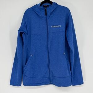 Karbon Mens XL Blue Heathered Full Zip Hooded Performance Jacket RN 132796